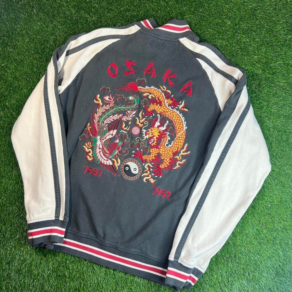 Lucky Brand Vintage Inspired Osaka Bomber Jacket Embroidered Dragon XXL
